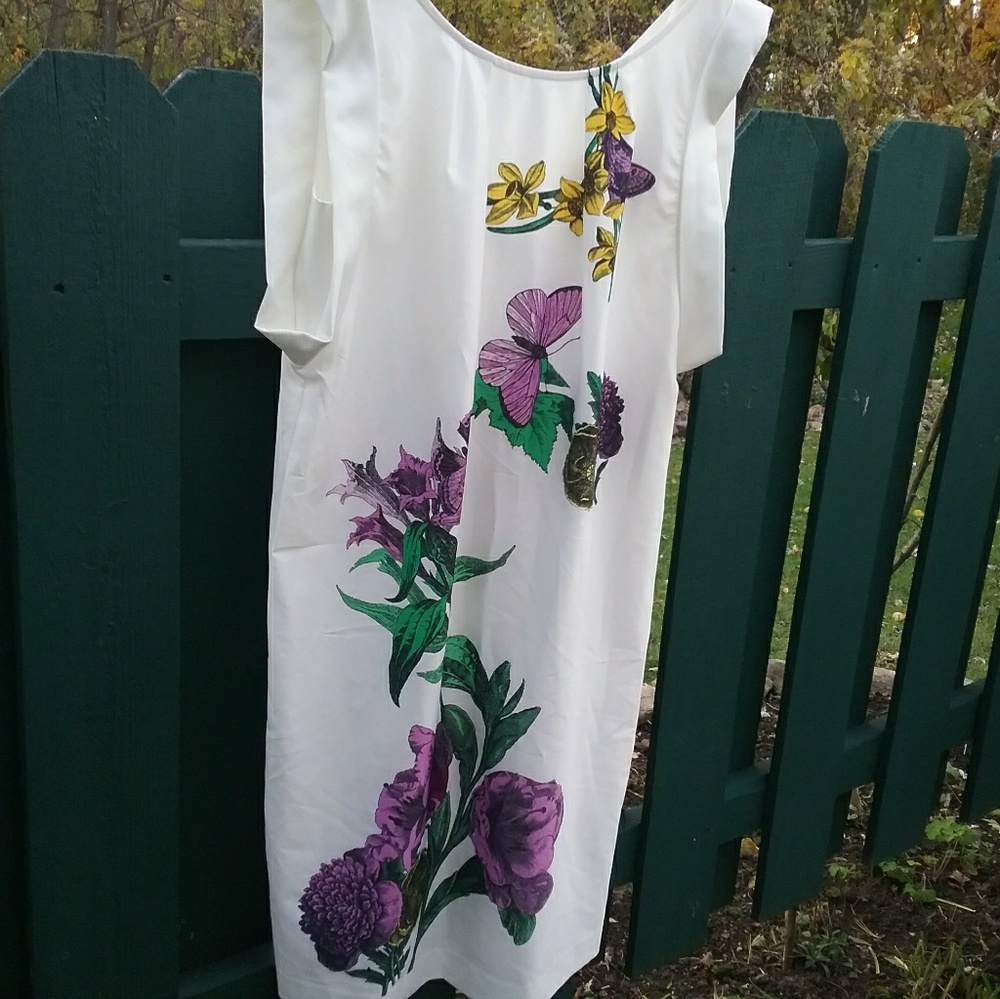 New York & Company Floral Butterfly Tunic Y2K